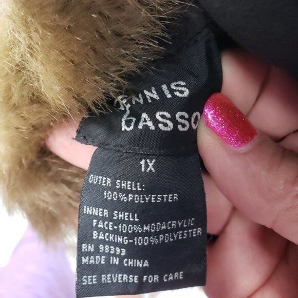 DENNIS BASSO Coat Brown Faux Suede Reversible Faux Fur Cozy Parka Size 1X - Picture 8 of 13